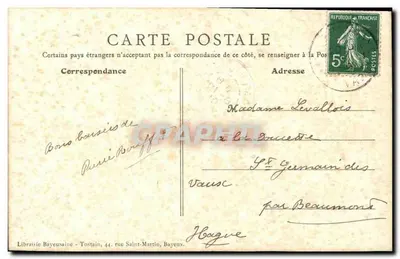 Bayeux (Calvados) — Nef da Catedral com Buffet das Grandes-Orgas — Livraria Bayeusaine — Verso