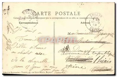 Antieke ansichtkaart Kathedraal van Bayeux Retabel van de Kapel Bonne Nouvelle — Achterkant