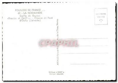 Coiffe de Bayeux — Normandia — Edições Gaby — Verso