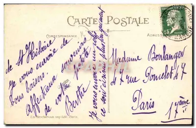 A Normandia — Coiffe dita « Bourgogne » usada nas proximidades de Bayeux e Caen na primeira metade do século passado — Em.Bx. — Verso