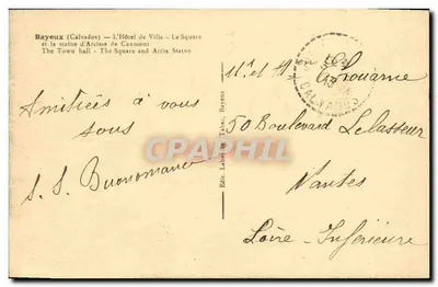 Bayeux (Calvados) — O Palácio de Ville — A estátua de Arcisse de Caumont — Verso