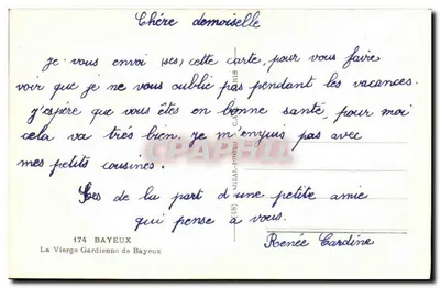 A Virgem Guardiã de Bayeux — Monumento comemorativo — editor CPAPHIL — n° 174 — Verso