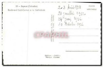 Bayeux (Calvados) — Boulevard Sadi-Carnot e a Catedral — Edições GABY — Verso