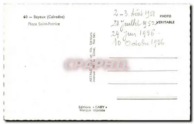 Place Saint-Patrice — Bayeux (Calvados) — Edições GABY — Verso