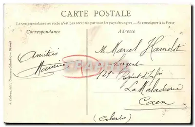 Bayeux — O Viaduto do Aure e vista da Catedral — A. Fribong, editor, Déroué — Verso