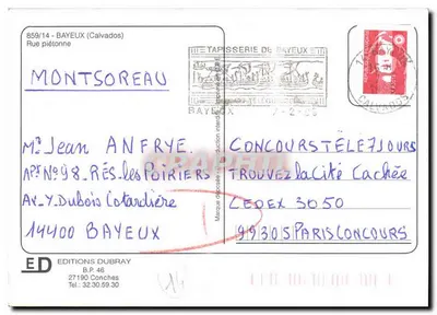 Bayeux — rua pedestre animada — Edições Dubray, n°859/14 — Verso