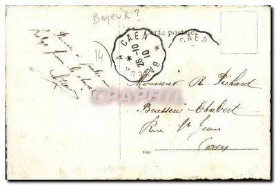 Família em frente à casa — Bayeux ? — editor desconhecido — Verso