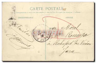 La Lanterna del Gars de Falaise — escena de pueblo — editor Chauffe, Jeanne, Zill, Albert, Baudier, Dijon — Reverso
