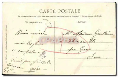 El Hombre de Falaise — escena cómica con dos personajes vestidos — A. Dihoung, editor, n° 300 — Reverso