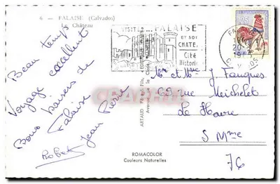 Château de Falaise — Vue aérienne — Éditions Père & Fils — Verso