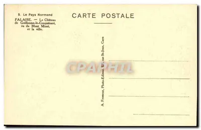 Falaise — O Castelo de Guillaume-le-Conquérant, visto do Mont Mirat e a cidade — A. Froment, Caen — Verso