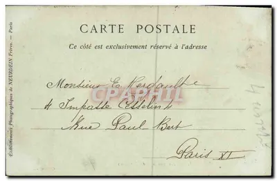 FALAISE — O Castelo, visão tirada das Bercagnes — Editor: Estabelecimentos Fotográficos de NEURDEIN, Paris — Verso