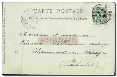 FALAISE — A Caserna Dumont d'Urville — Editor: Estabelecimentos Fotográficos de NEURDEIN Frères, Paris — Verso