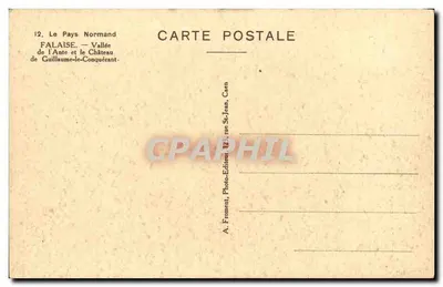 FALAISE — Vale da Authe e o Castelo de Guillaume-le-Conquérant — A. Froment, Caen — Verso