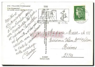 FALAISE (14-Calvados) — Vista geral do Lycée Louis Liard e do C.E.S. — Artaud Frères, n° E/4497 — Verso