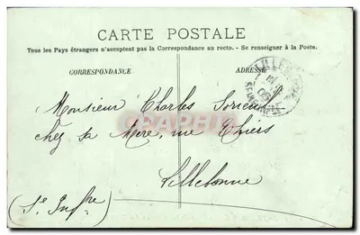 Tarjeta postal antigua Alrededores de Falaise Campo de Tiro Militar de los Monts d'Eraines — Reverso