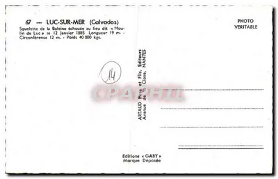 Szkielet wieloryba — wypluwny w miejscu zwanej « Moulin de Luc » — Wydawnictwo GABY — Rewers