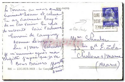 Camping w Luc-sur-Mer — Spokojny i zielony teren — Wydawca: C. de l'Art Photomécanique, 44, rue Libellier, Paryż-15e — Rewers