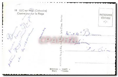 Luc-sur-Mer (Calvados) — Contraluz na Praia — Edições Gaby, Nantes — Verso