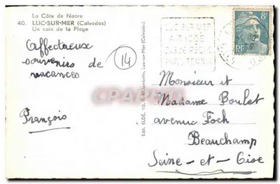 Luc-sur-Mer — animowana plaża — Wyd. Eldé, nr 40 — Rewers