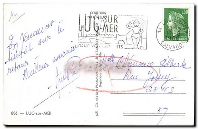 Luc-sur-Mer — Vista panorâmica da praia, promenade e esqueleto de baleia — Cie des Arts Photomécaniques — Verso