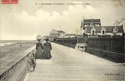 Asnelles (Calvados) — A Digue e as Villas — B. F., Paris