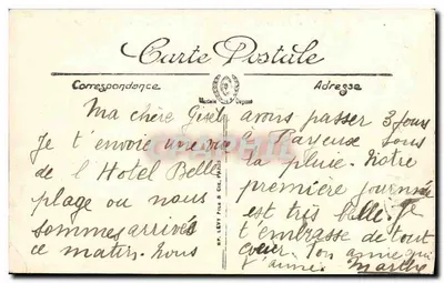 Asnelles-la-Belle-Plage — Hotel Belle-Plage — Edit. Mourice — Verso