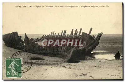 Asnelles — Naufragio do « Marcia C. D. » jogado na costa durante a tempestade de neve de janeiro de 1882