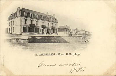 Asnelles - Hotel Belle Plage — cartão postal n°83, editado por T. Léonard, Caen