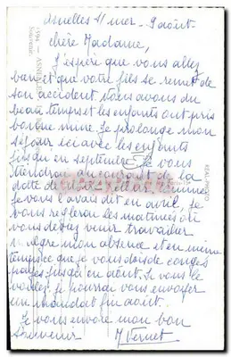 Asnelles — Uitzicht op de strand, kliffen, boten en speeltjes — onbekende uitgever — Achterkant