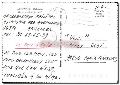 Igreja de São Pedro de Argences — editor JEM Jack, n° 2046 — Verso