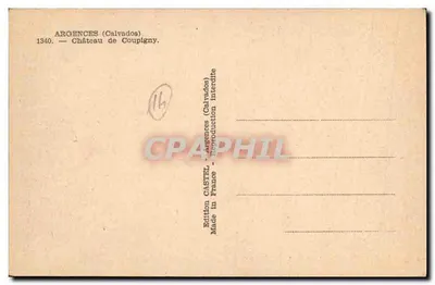 Castelo de Coupigny — Argences (Calvados) — Edição CASTEL — Verso