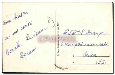 Bernières-sur-Mer — A Praia com maré baixa — C. Hue, Editor — Verso