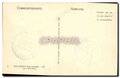 Castelo de Balleroy — Calvados — editor Lévy e Neuheldin Réunis, Paris — Verso