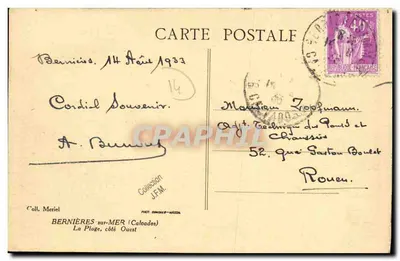 Bernières-sur-Mer — A Praia, lado Oeste — Fot. Dombour-Wazén — Verso