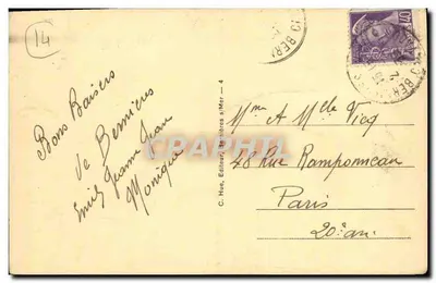 Bernières-sur-Mer — Digue i kabinki — C. Hue, Wydawca, Bernières-sur-Mer — nr 4 — Rewers