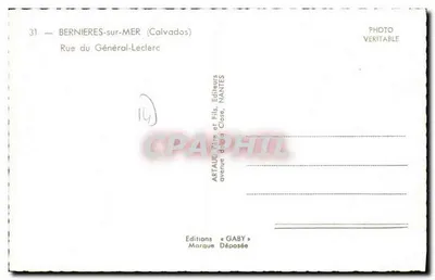 Bernières-sur-Mer — Rue du Général-Leclerc — Edizioni Gaby — Verso