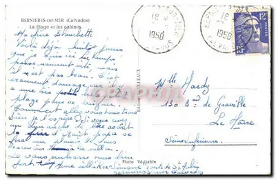 Bernières-sur-Mer — A Praia e as cabines — Edição Véritableaux — Verso