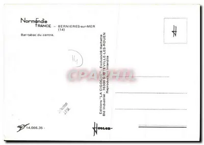 Bernières-sur-Mer — Bar-tabac do centro — Edições 'LA CIGOGNE' — Verso