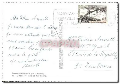 Blonville-sur-Mer — Het Stadhuis en de Tuinen — Imprimeur Combiér — Achterkant