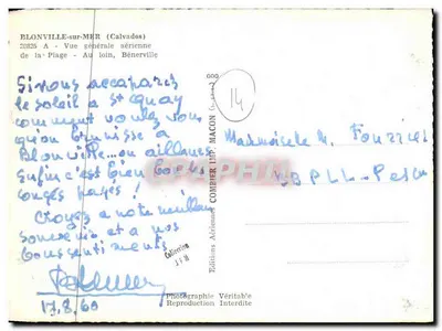 Blonville-sur-Mer (Calvados) — Vue geral aérea da praia - Ao longe, Bénerville — Éditions Aériennes Combier, n° 14 — Verso