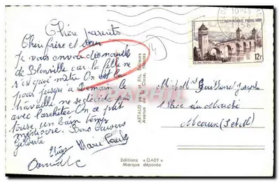 Blonville-sur-Mer — Overzicht van de strand, normandische kleding, bloemige vlag, golfwerking — Edities GABY — Achterkant