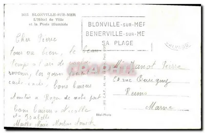 Blonville-sur-Mer — O Hotel da Cidade e a Postagem Iluminados — Réal-Photo — Verso