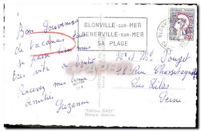 Blonville-sur-Mer — Vue d'ensemble de la plage, Pavillon Fleuri, Costumes Normands, Grand Hôtel — Éditions Gaby — Verso