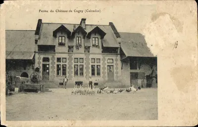Bilhete postal antigo Fazenda do Castelo de Cagny