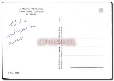 Cambremer — Casa com gárgulas e relógio — Edições de arte YVON — Verso