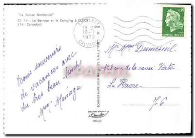 Zamknięcie i obozowisko w ClecY — Calvados — wydawca Combier Imprimeur — Rewers