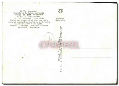 Clécy — Hôtel et restaurant G. Helix — éditeur ARTAUD Frères — Verso