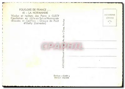 Wiadukt i skały w Parcs w CLECY — Folklore de France nr 45 — Wydawnictwo Gaby — Rewers