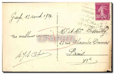 Bilhete postal antigo Courseulles Parcs aux Huitres — Verso